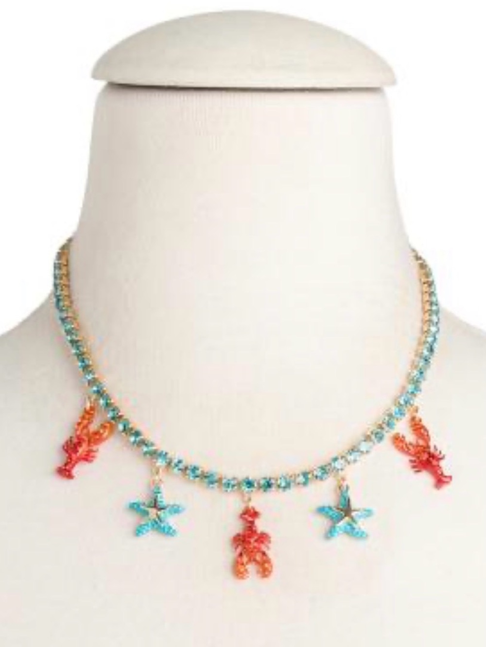 Betsey Johnson Crystal Lobster & Starfish Charm Necklace - Brand - Picture 3 of 6